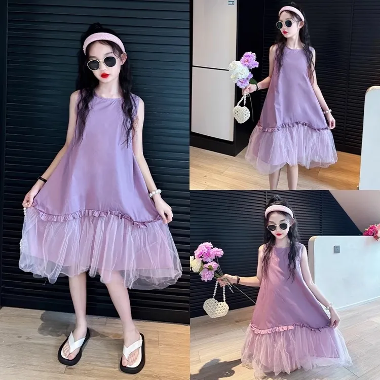 女童裙子高级感夏季2025新款女孩大童夏装连衣裙儿童多巴胺小洋裙