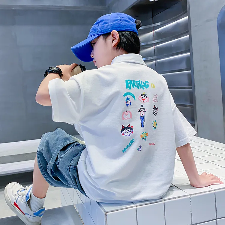 儿童装男童夏装洋气短袖T恤2025新款夏季中大童男孩夏款POLO衫潮t
