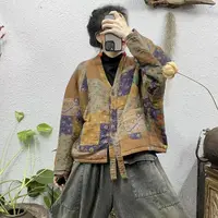 25351夹棉花色蝙蝠袖门襟长条棉袄外套（长59胸围138
