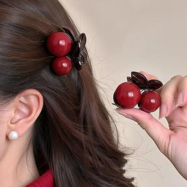 樱桃小抓夹发卡气质碎发夹女2025新款公主头侧边夹前刘海夹子头饰