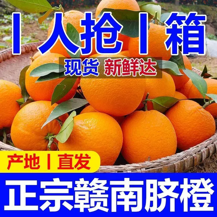 正宗赣南脐橙应季水果现摘薄皮自然成熟产地直发新鲜橙子带花皮
