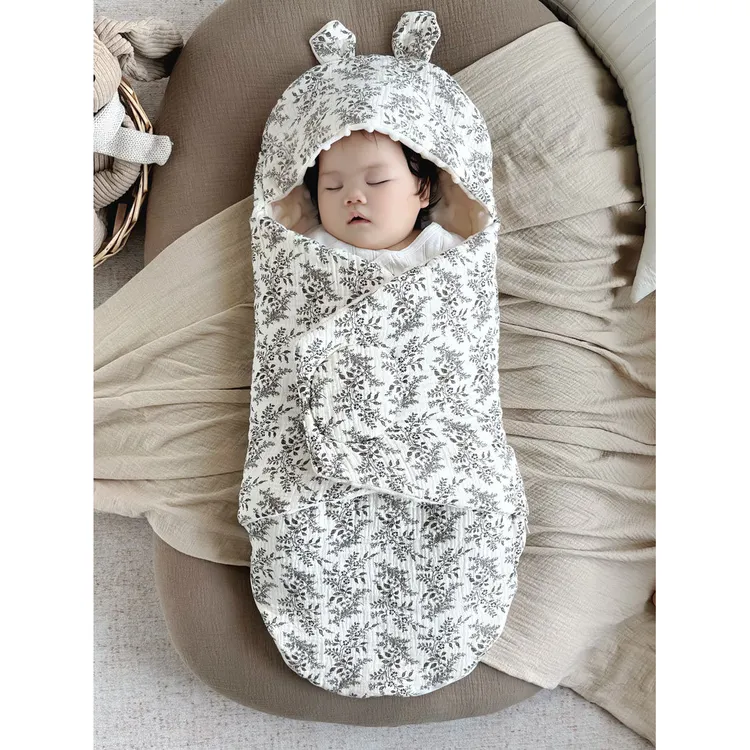 婴儿睡袋抱被两用秋冬厚款纱布襁褓包被纯棉a类新生宝宝防踢被