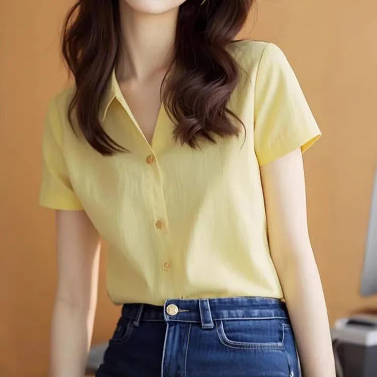 2025春夏法式短袖衬衫夏季女夏洋气小众短款复古衬衣上衣百搭