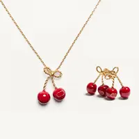 铜合金吊坠 杨紫同款金色红色樱桃饰品 YG1033