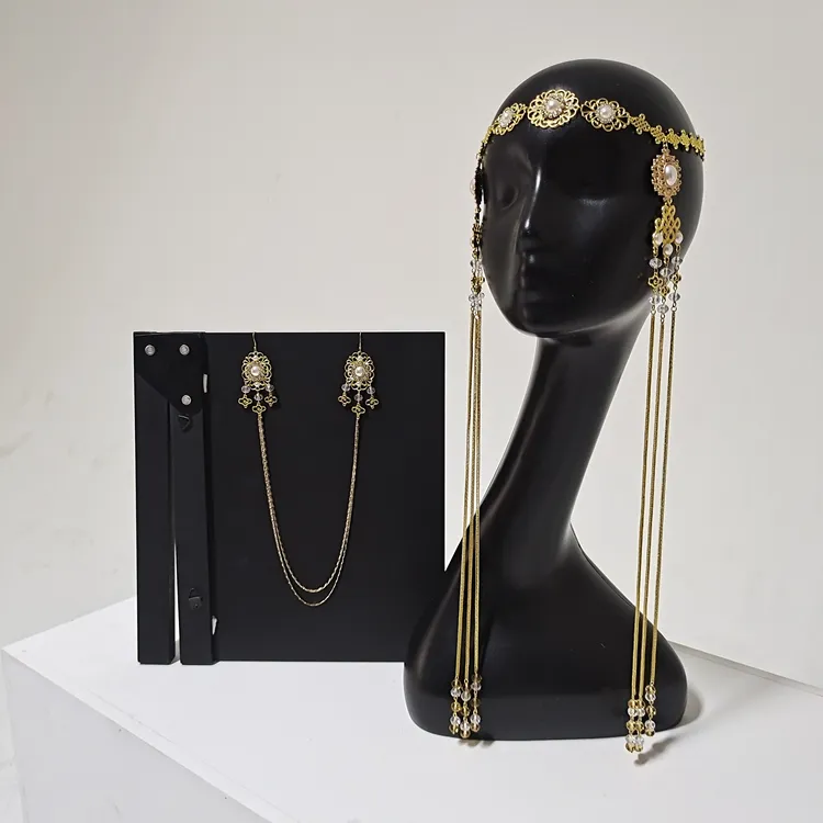 蒙古长款时尚金色头饰套装新中式民族风头饰气质发饰古风复古饰品