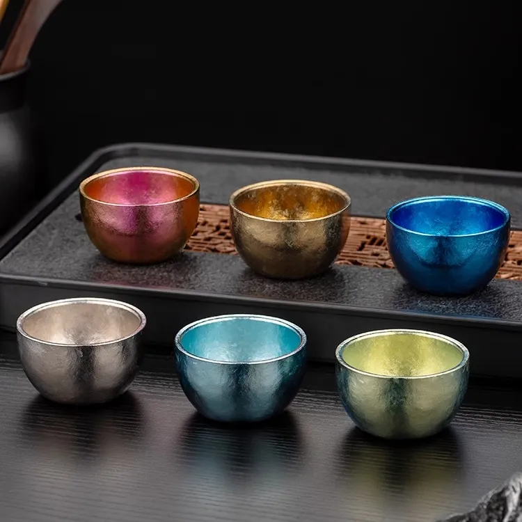 希诺纯钛水杯高档双层隔热茶杯啤酒果汁保鲜纯钛咖啡钛杯子