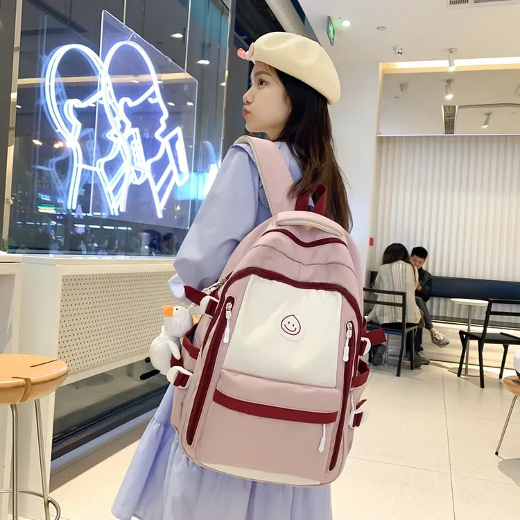 书包高颜值撞色大容量韩版阳光简约百搭书包减负减压初中生高中生