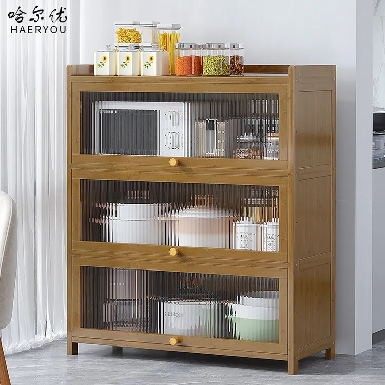 餐边柜储物柜一体靠墙轻奢家用厨房置物架落地多层收纳架碗柜橱柜