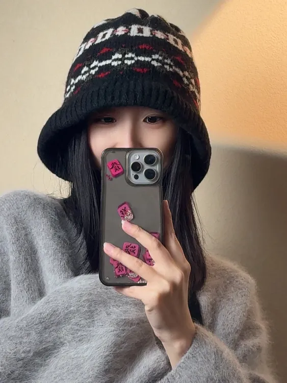 【复古提花包包帽】费尔岛针织帽羊毛混纺秋冬保暖百搭大头围显脸小