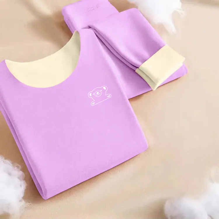 中大童无痕打底套装女童双面德绒保暖套装秋冬季儿童保暖内衣套装