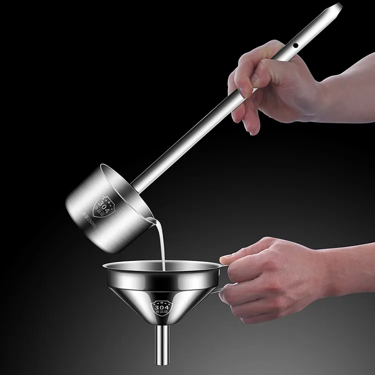 304不锈钢打酒器酒提子酒勺子吊子长柄舀酒勺家用倒油漏斗过滤网