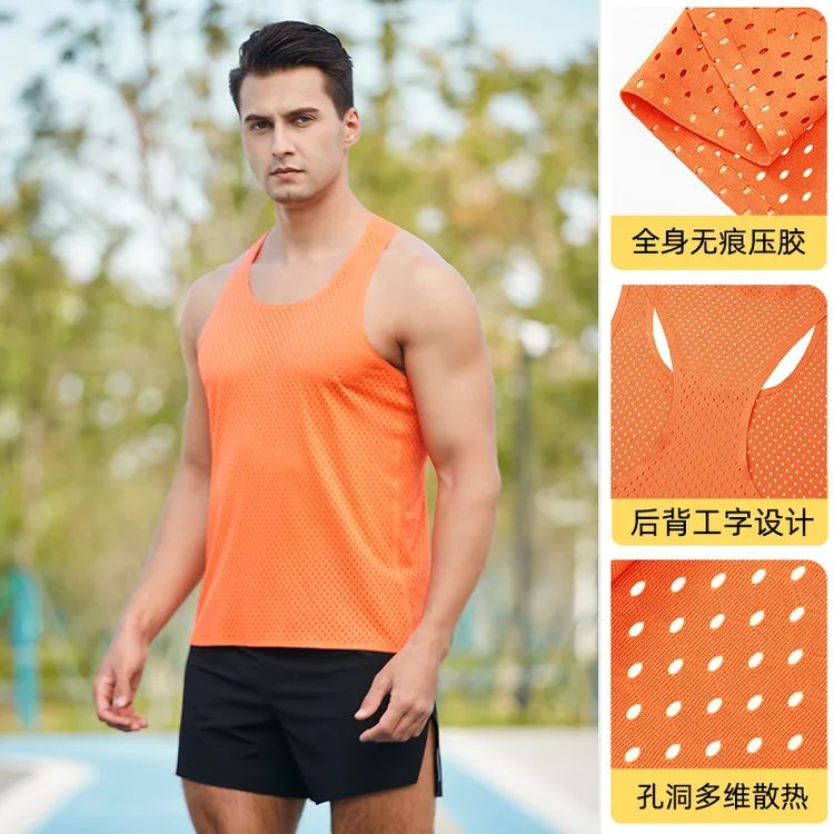 马拉松背心男款越野田径训练竞速轻薄透气网孔运动速干跑步上衣夏