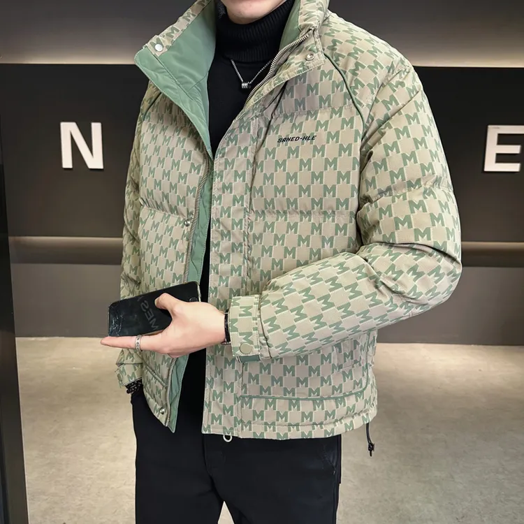 高端刺绣羽绒服男冬季装2025新款潮牌痞帅立领加厚男士防寒服外套
