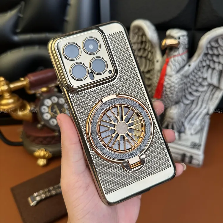 新款解压陀螺支架适用小米14手机壳镜头膜超薄散热防摔壳