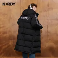 NERDY 经典logo连帽长款羽绒服