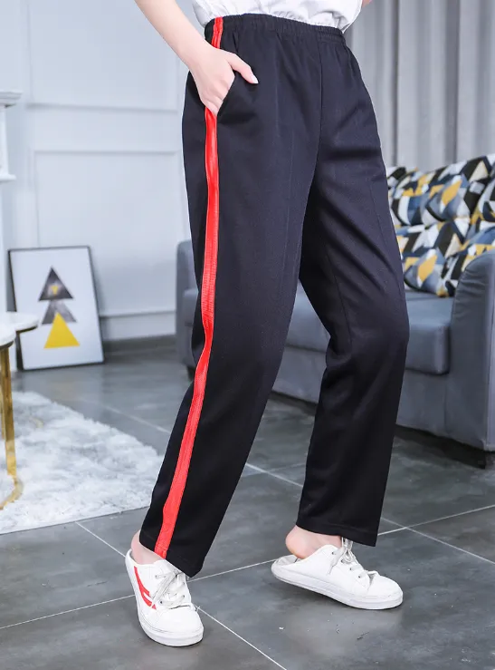 藏蓝色红粗宽条杠男女校服裤初中蓝色高中学生大码春秋校裤款裤子