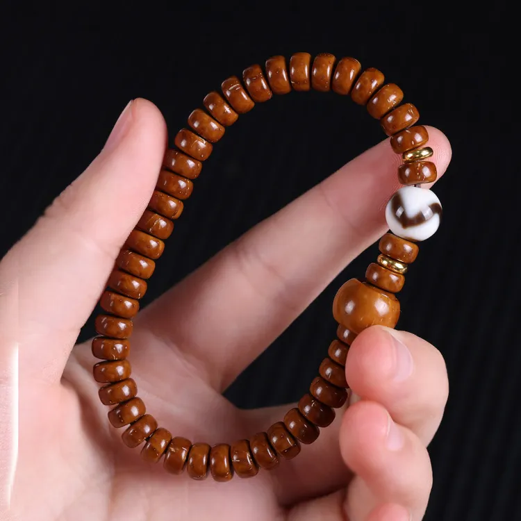 实心紫金鼠精工直切药片珠手串跑环桶珠红皮黄皮男女绕指柔盘玩佛