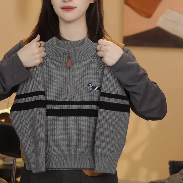 男童针织毛衣2025春秋新品抗起球时尚针织衫中大童高领毛衣外穿