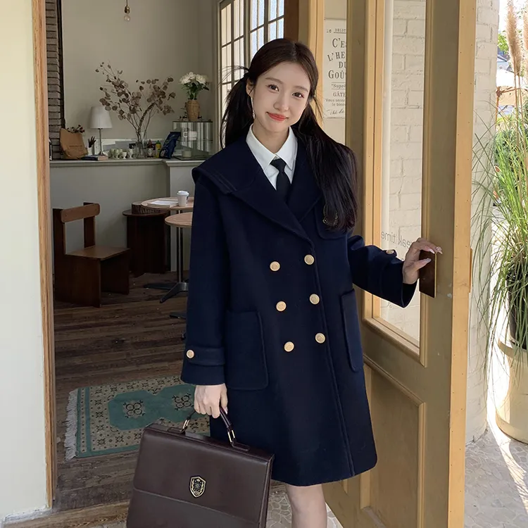 东京岁时记jk春秋冬小个子时尚气质百搭夹棉学院风大衣女毛呢外套