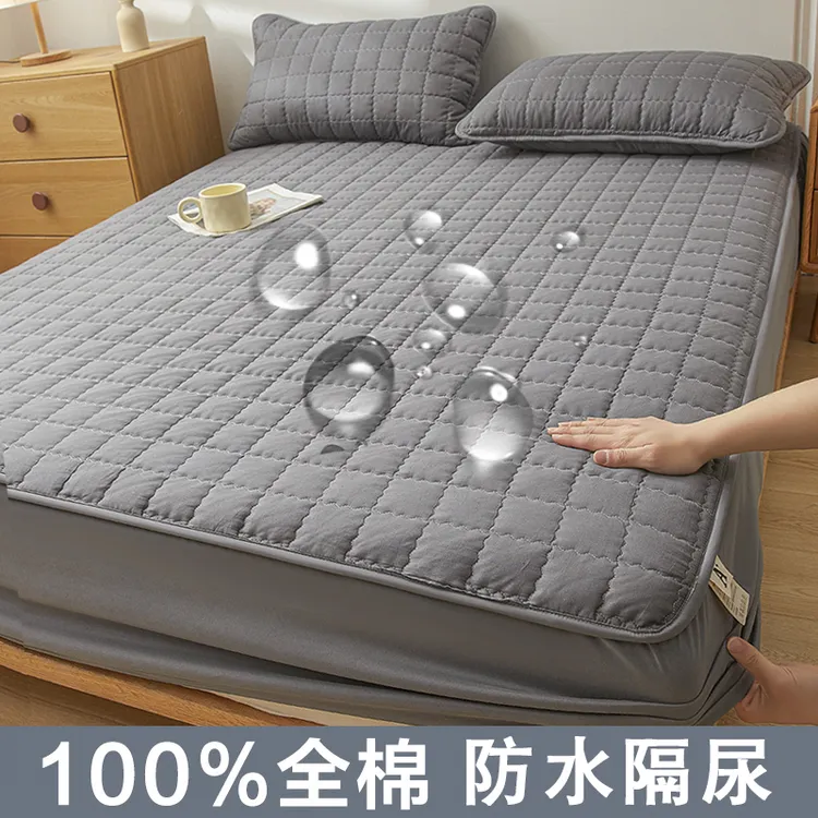 防水防尿透气纯棉床笠100%全棉单件夹棉床笠罩床垫保护罩床垫套