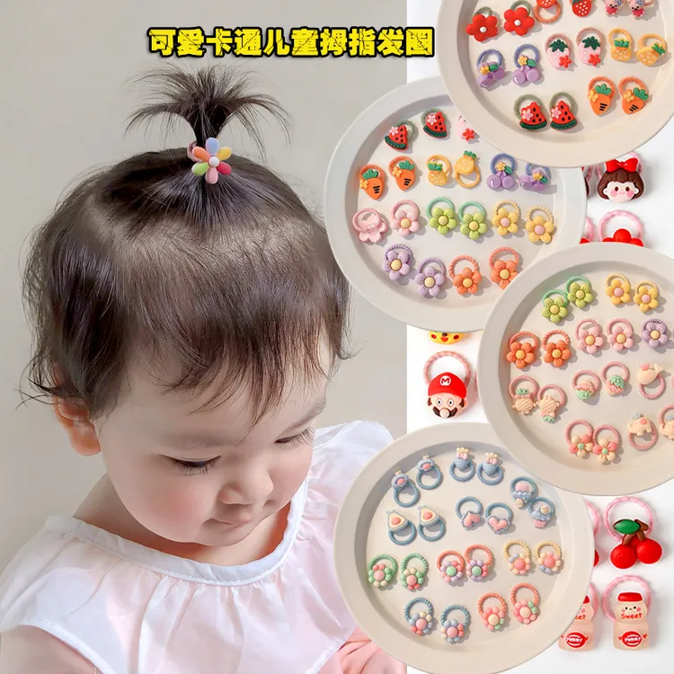 婴儿卡通皮筋可爱女童宝宝扎头发不伤发拇指发圈高弹力头绳发饰J