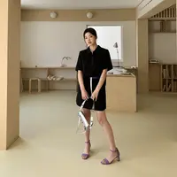 晶咕【马赛假日-裙裤】竖纹方块肌理高腰显瘦短款半身气质时尚复古