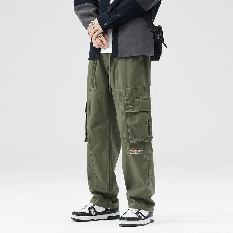 春秋款直筒宽松多口袋工装裤男美式复古潮牌2025新款机能休闲裤子