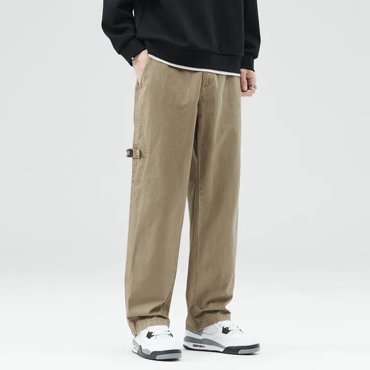 秋冬直筒宽松休闲裤男黑色2025新款潮牌松紧腰工装裤百搭裤子潮流