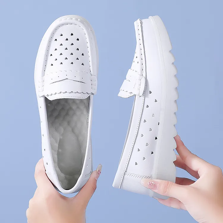 伊陌鸟爆款女护士鞋白色透气增高不累脚厚底防滑软底工作医护鞋