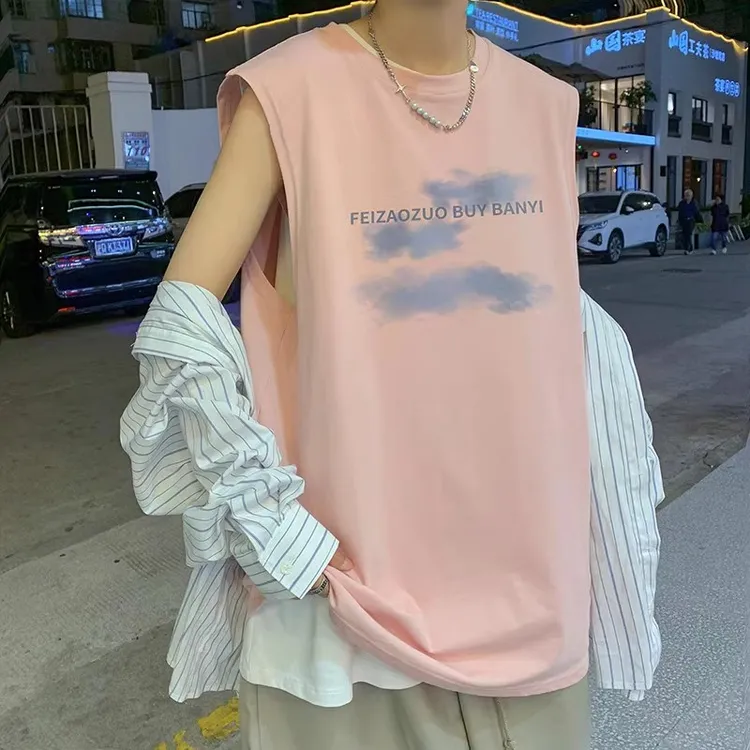仓石一树运动背心男健身夏季宽松潮牌ins坎肩大码纯棉篮球无袖T恤