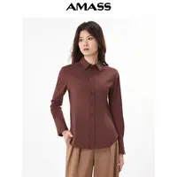 阿玛施AMASS新款气质显瘦白色简约纯色基础百搭款修身衬衫5300922