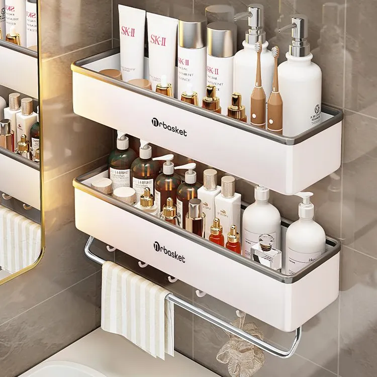 卫生间置物架浴室免打孔壁挂厕所洗手间洗漱台墙上化妆品收纳架子