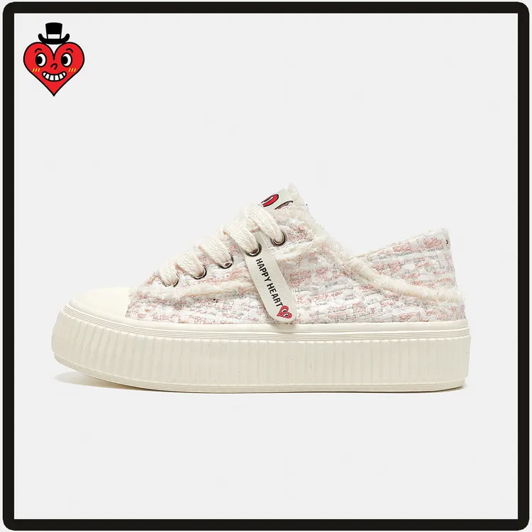 【LSNN!】查尔斯桃心-小香风-新款小香风格子潮流低帮帆布鞋