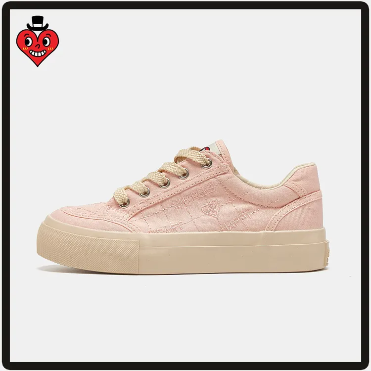 查尔斯桃心-刺绣帆布-学生厚底帆布女鞋百搭低帮透气经典休闲