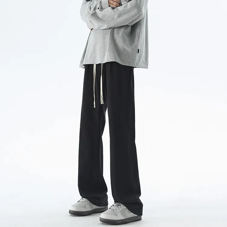 喇叭牛仔裤男款2025春秋季微喇窄版直筒抽绳黑色裤子垂感长裤爆款