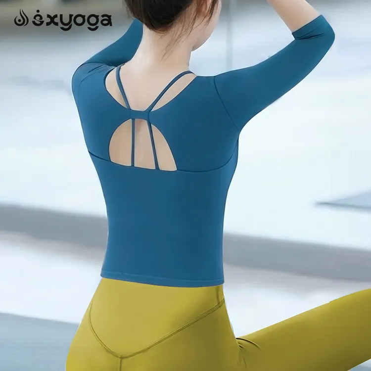 瑜伽服2024新款专业普拉提高级感运动上衣女秋冬带胸垫训练健身服