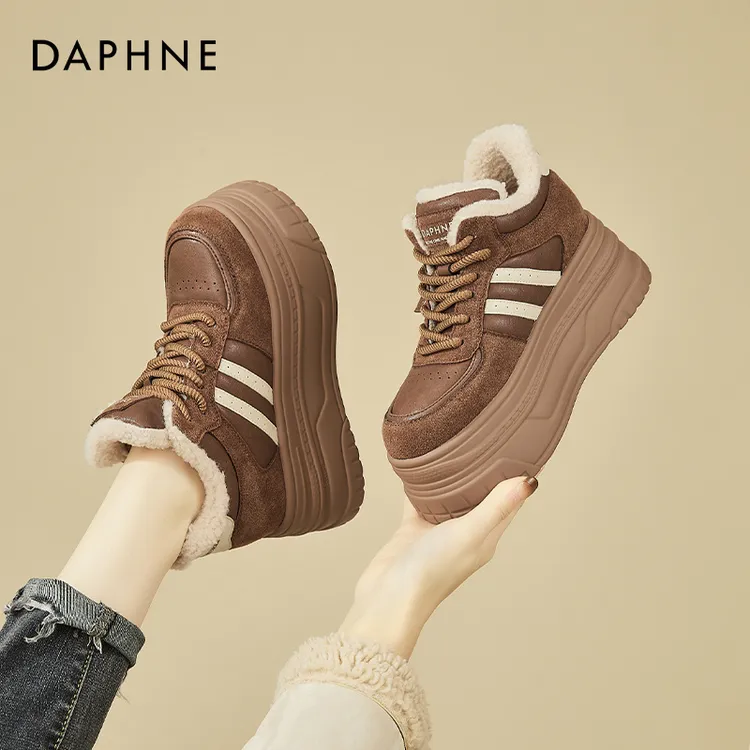 达芙妮雪地靴女鞋冬季加绒加厚女鞋秋冬款2025新款德训鞋高帮棉鞋