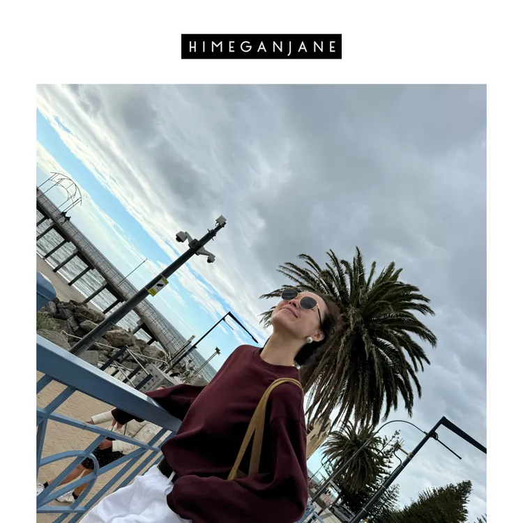 HIMEGANJANE 定染色软糯纯棉抓绒设计师圆领卫衣慵懒风23321