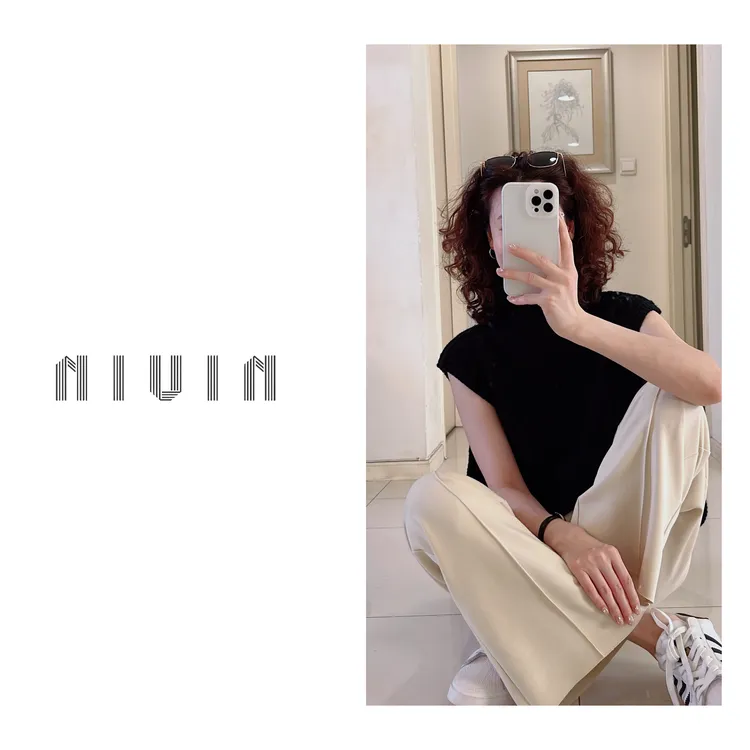 “铜氨丝空气层休闲裤”直筒垂感设计感显瘦气质时尚运动女裤23315