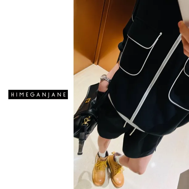 HIMEGANJANE定制面料设计感棒球服卫衣323-2休闲外套女秋季外套