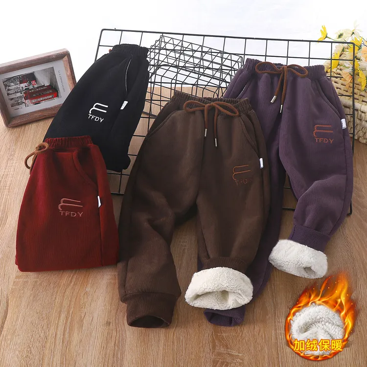 【加厚糕糕绒】男女童冬韩版加绒加厚一体绒卫裤百搭一条过冬休闲裤