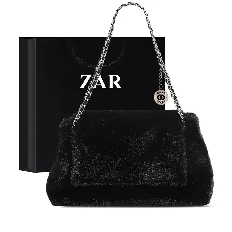 ZAR&RUILR/查瑞娜秋冬毛毛包包毛绒通勤包大容量百搭链条单肩大包
