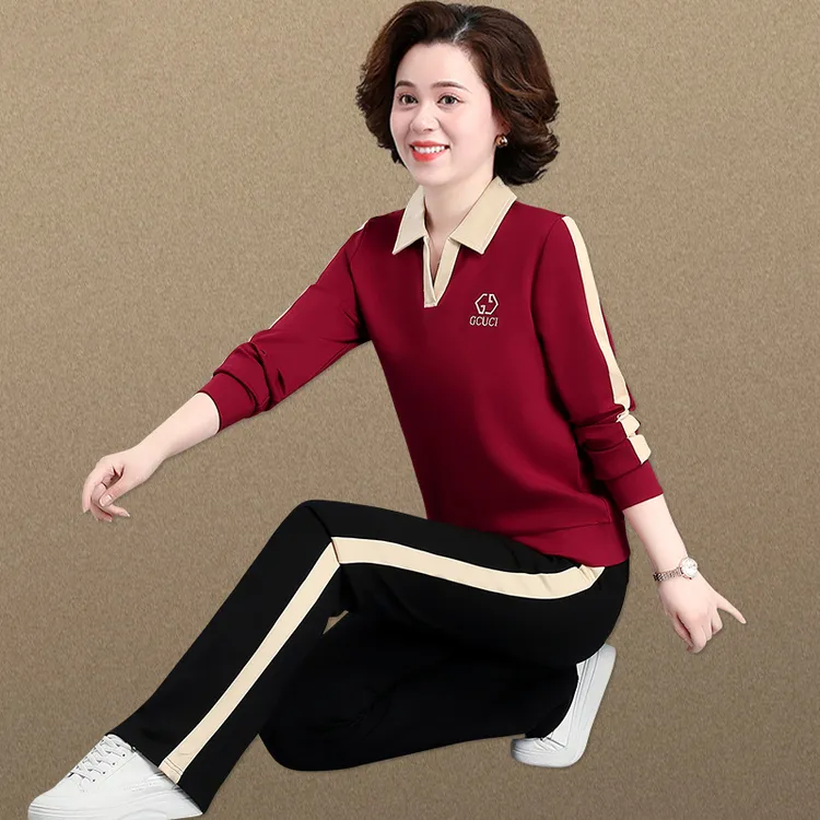 妈妈秋装运动服套装2025新款中老年女春秋洋气长袖卫衣休闲两件套