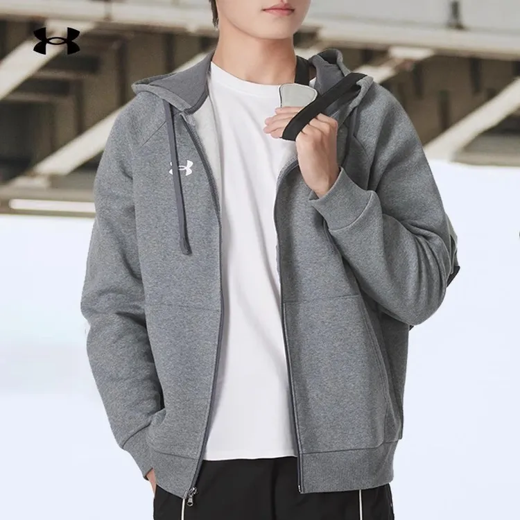 安德玛男士针织加绒连帽开衫卫衣衫户外健身运动舒适休闲夹克外套