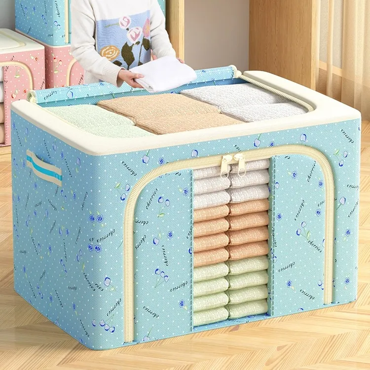 牛津布收纳箱特大号储物钢架箱打包装衣服棉被袋子折叠布艺整理箱