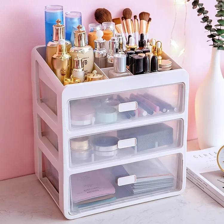 化妆品收纳盒大学生宿舍桌面置物架家用护肤梳妆台整理柜架子盒子