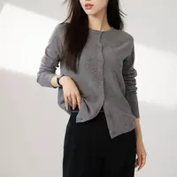 无缝针织衫2025女秋外套一线成衣圆领单排扣针织开衫羊毛衫长袖