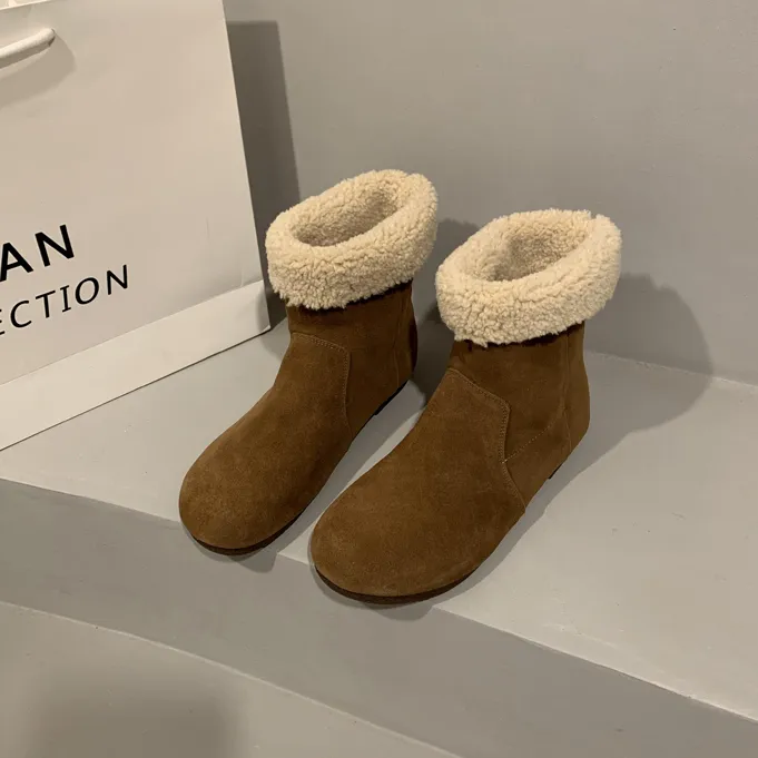 勃肯短靴韩国ins超火两穿法加绒保暖搭子雪地靴女冬新款森系羔毛