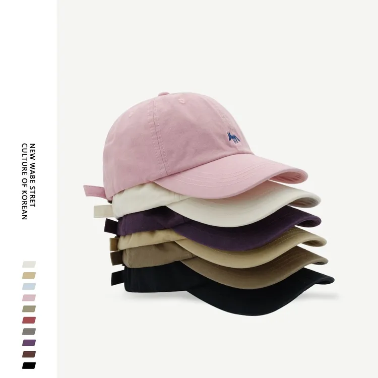 韩版小狐狸刺绣棒球帽女生夏秋百搭宽檐帽子高品质纯棉软顶帽子男