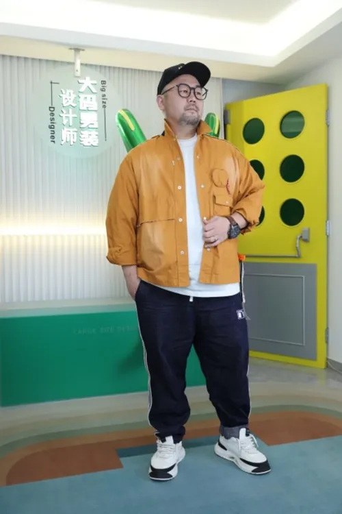 大码男装设计师款春秋宽松立体口袋手工磨边工装风衬衣200斤以上